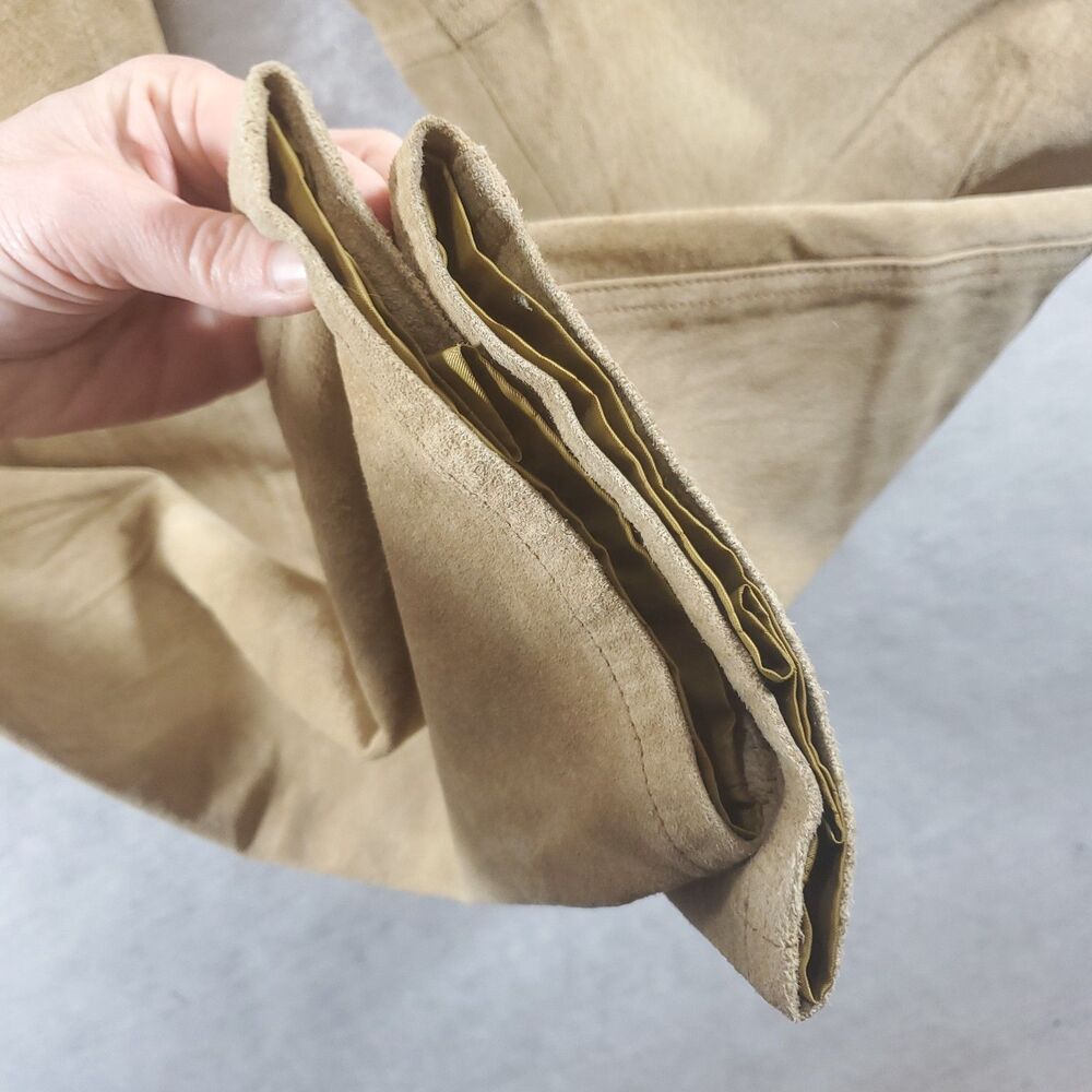 sz 6 28x30 Lauren Ralph Lauren Suede Pants Leather Tan Camel Preppy Equestrian - Picture 11 of 15
